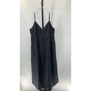 Quince Black V-Neck Spaghetti Strap Midi Dress NWT M